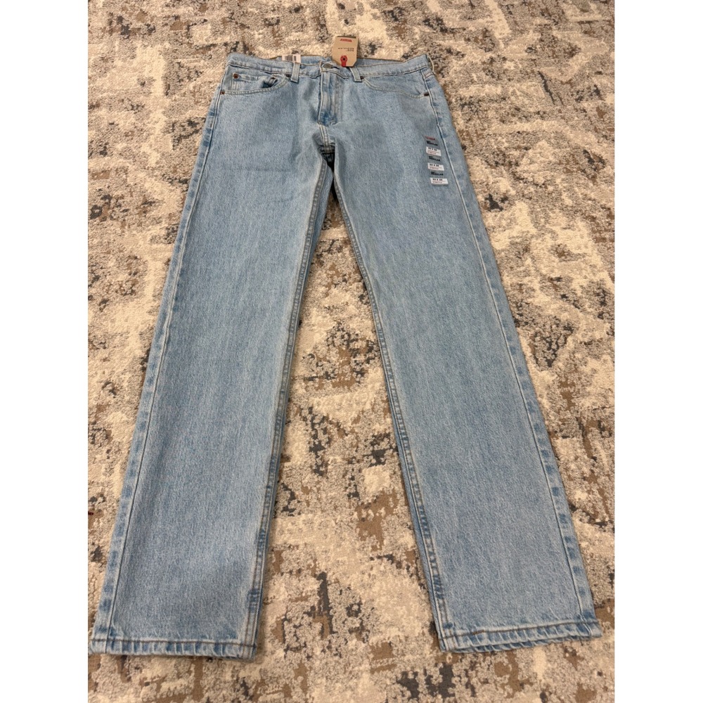 Levis 505 Regular Fit Stretch Jeans Mens 33x32 Light Wash Blue Straight Leg NEW